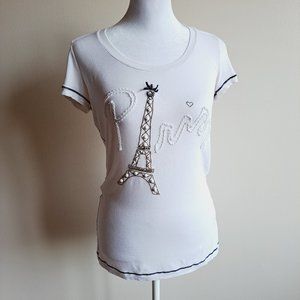 VDP Women's Italian White Paris T-shirt Top Size 46 / M